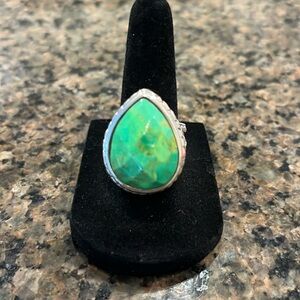 Barse Sterling Silver Green Gaspeite Solitaire Size 6.75